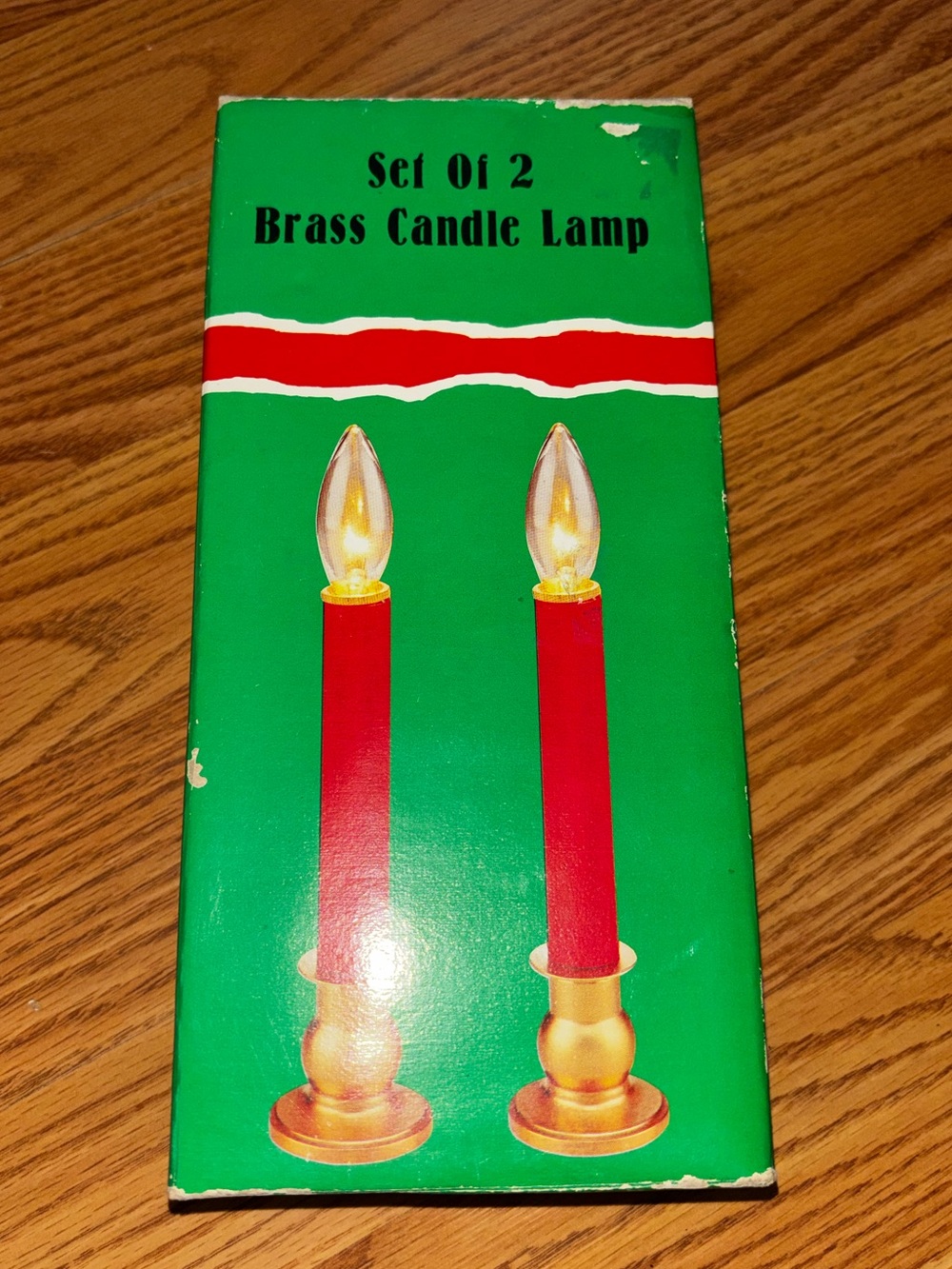 Red Brass Candle Lamp Set of 2